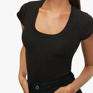 WeWoreWhat | Black Scoop Neck Cotton Tee - Small